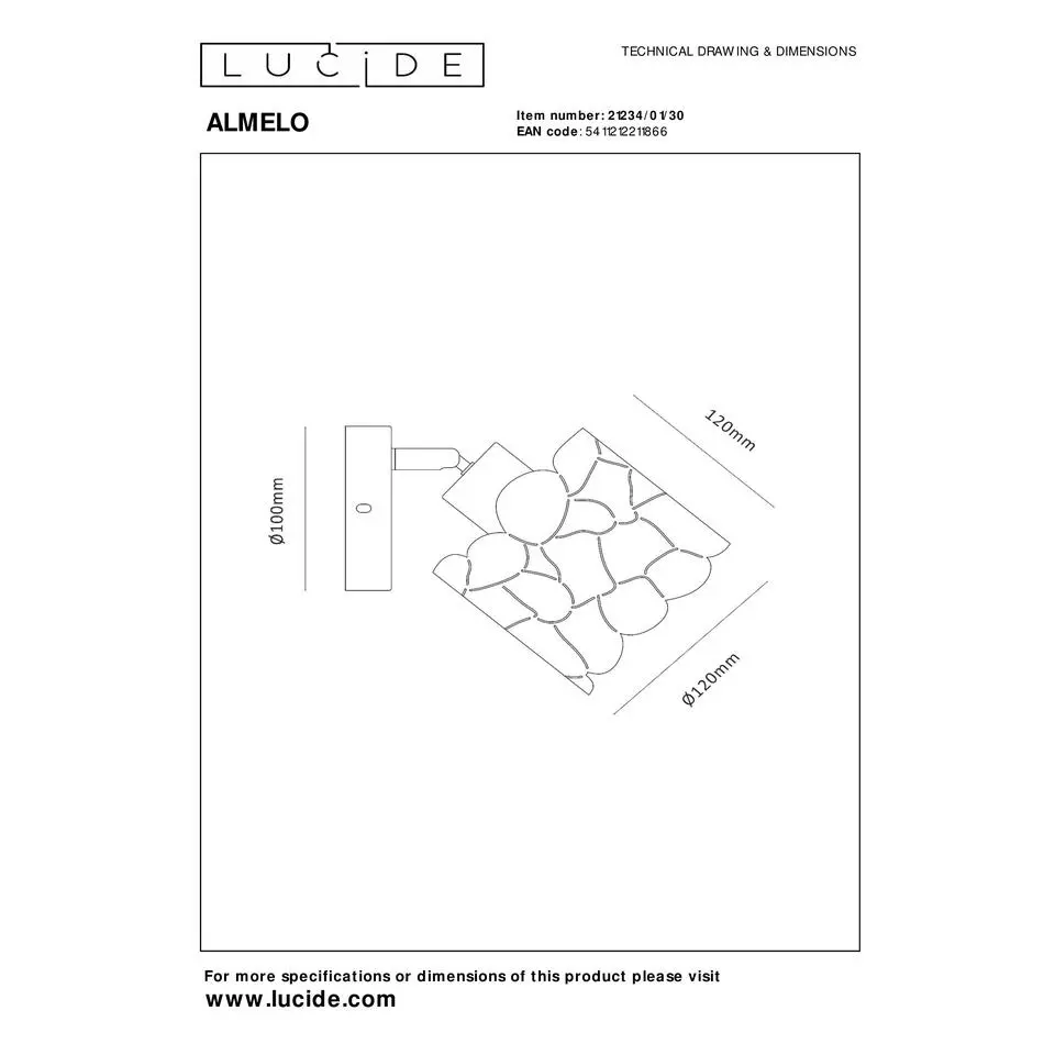 Lucide ALMELO Wandspot - Zwart