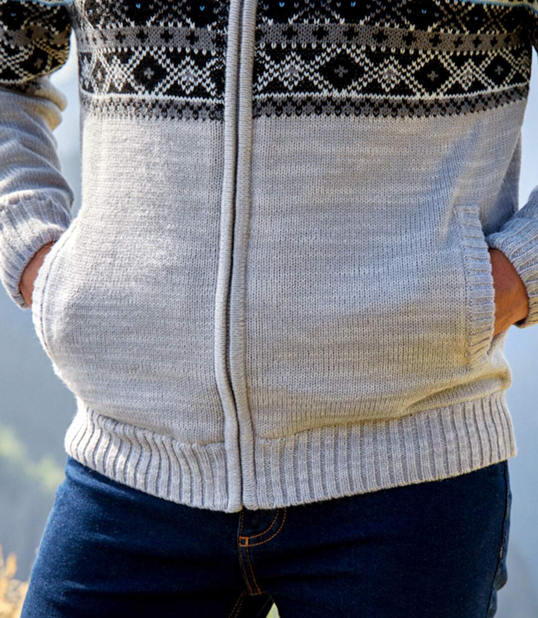Blouson Tricot Jacquard Doublé Sherpa