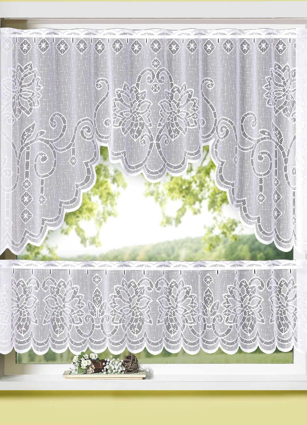 Fensterset mit Stangendurchzug 2-teilig