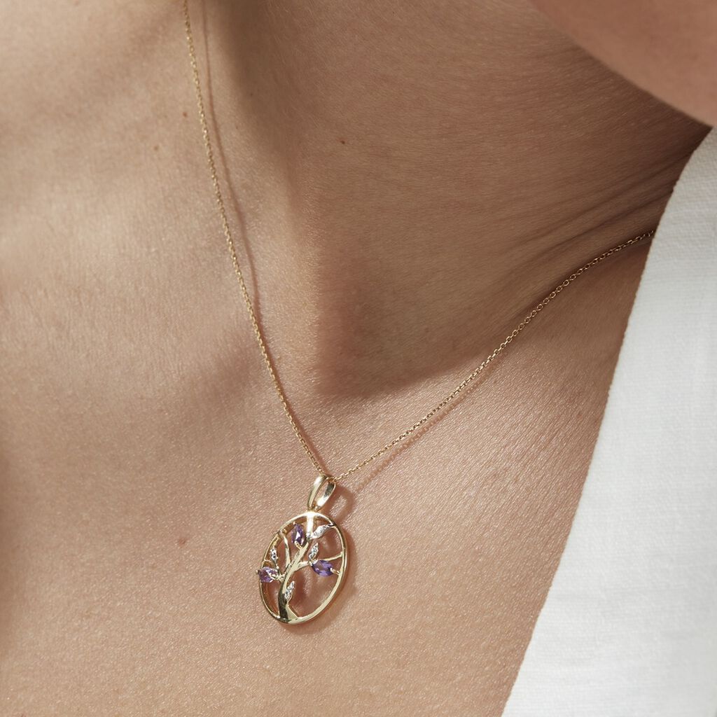 Pendentif Godolieba Or Jaune Amethyste Violet