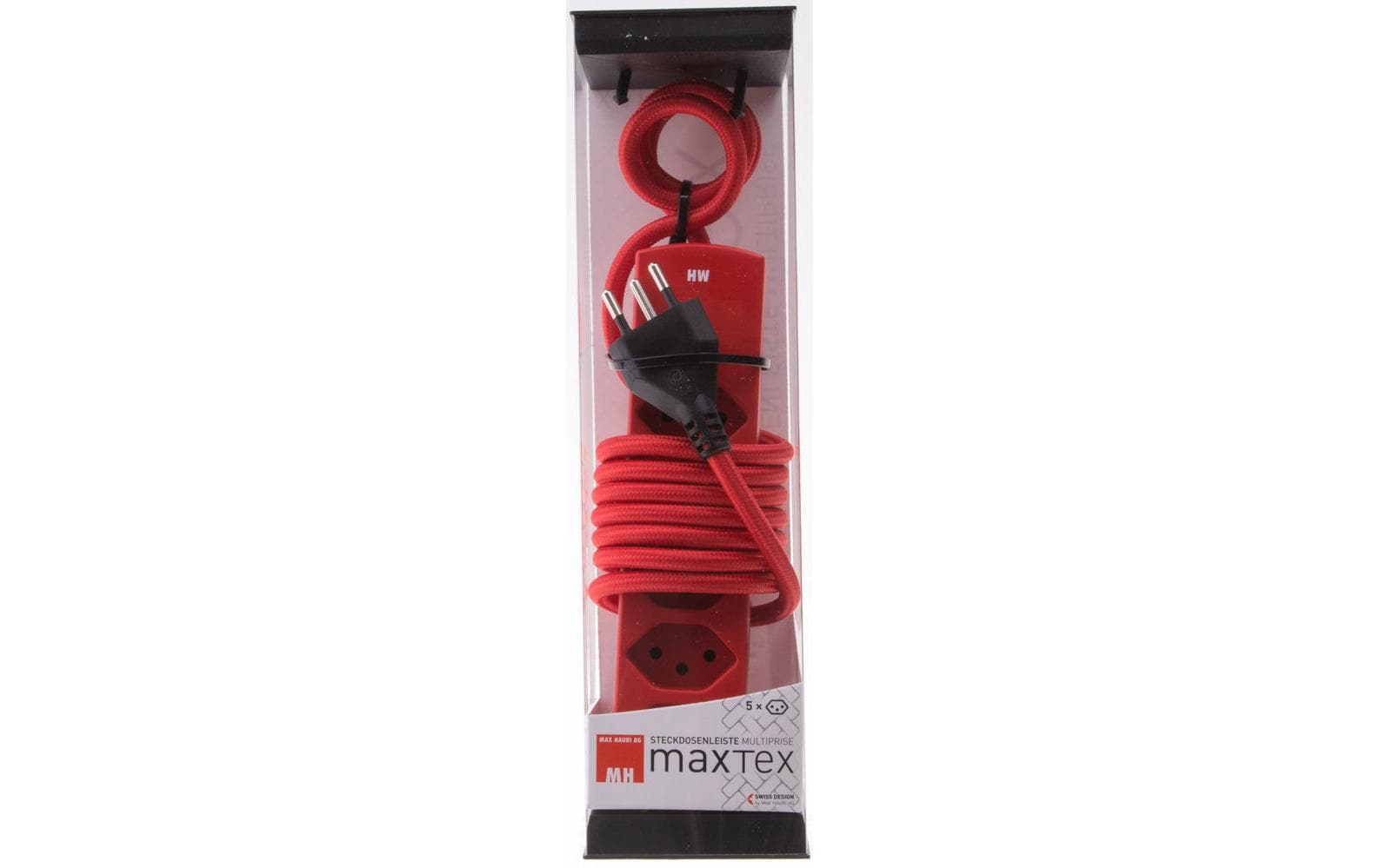 Steckdosenleiste 5x T13T12-Stecker mit fünf T13-Steckdosen, 2 m Zuleitung, rot