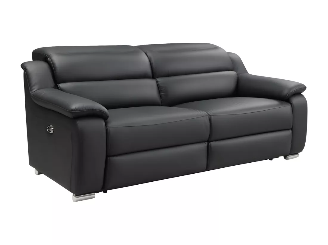 Canapé 3 places et fauteuil relax électrique en cuir noir ARENA III