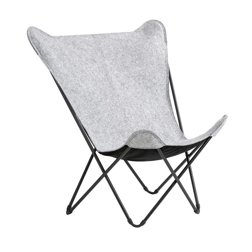 Breiter Butterfly Chair Sphinx Soft Grau Plume