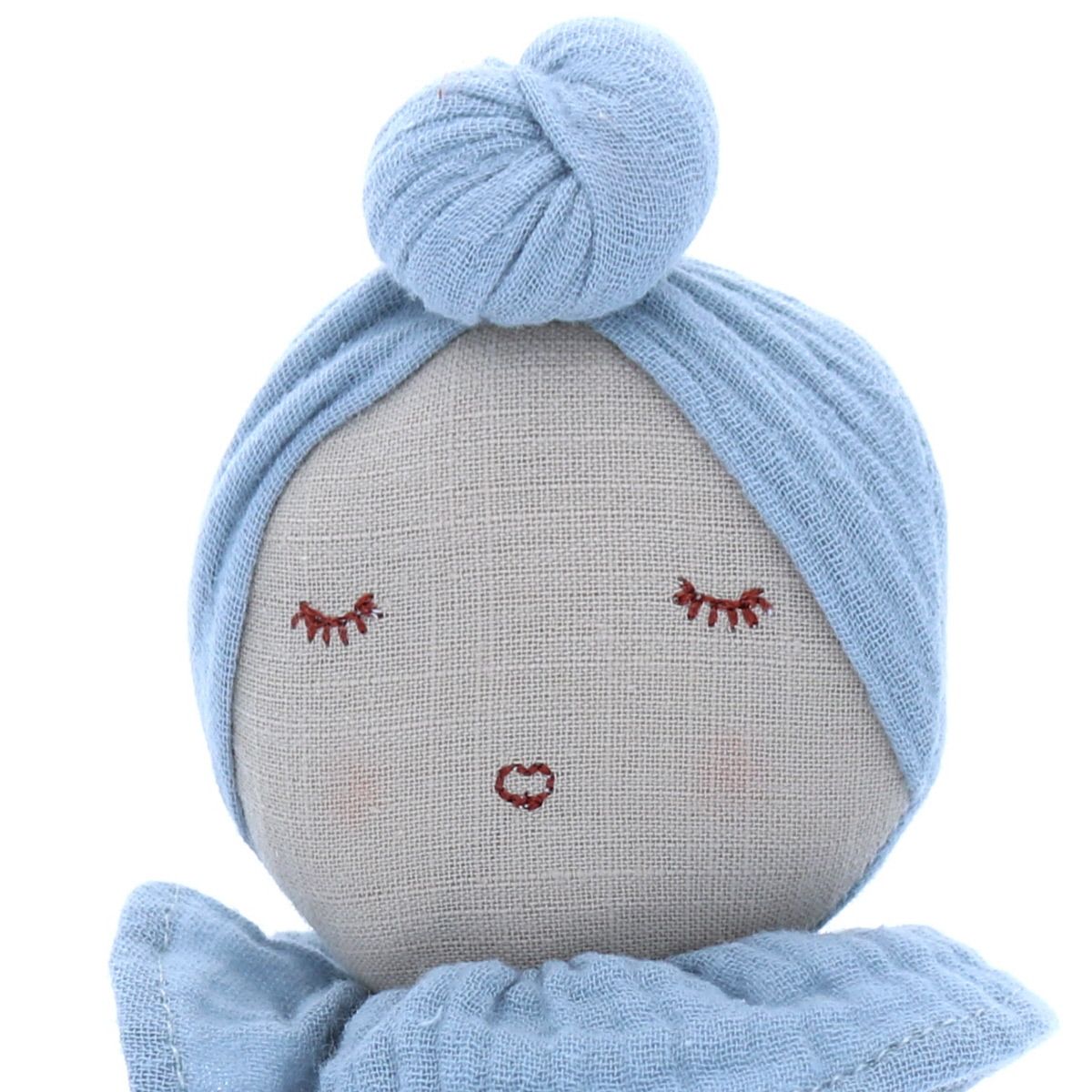 Poupée hochet culbuto chignon bleu ciel Frisette