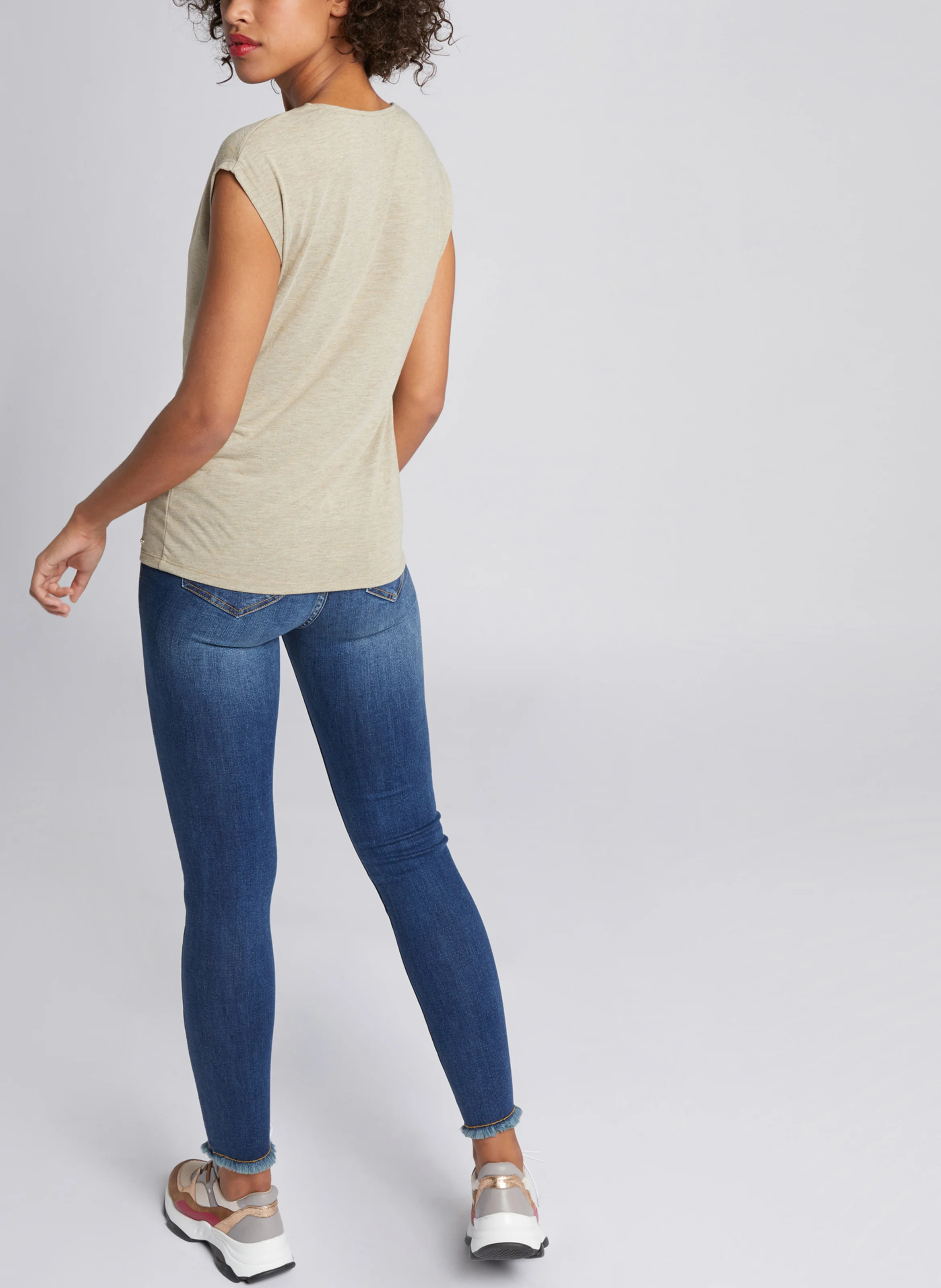 DMAYA.N - Tee-shirt col V irisé | Beige