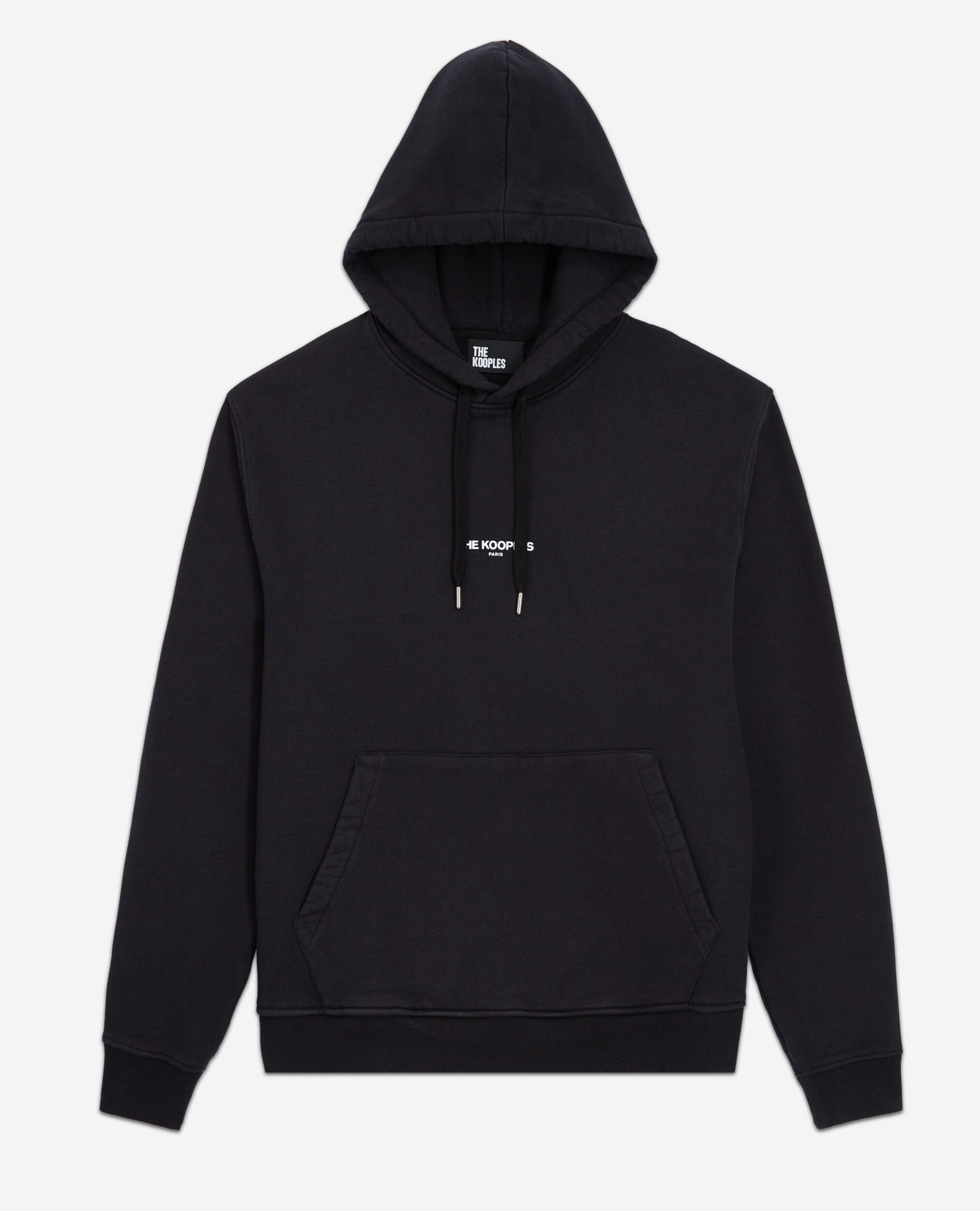 Sweat à capuche noir coton logo imprimé