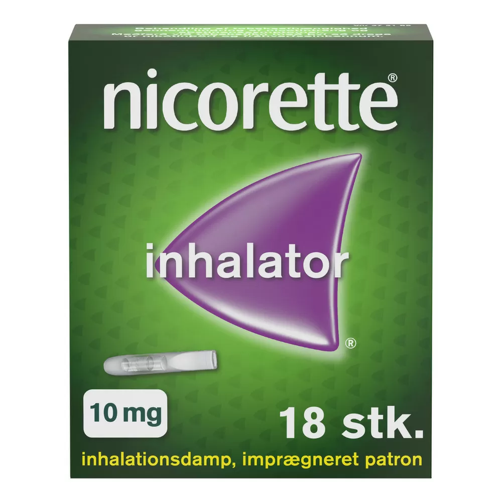 Nicorette® inhalationsdamp, imprægneret patron (inhalator), 10 mg - 18 stk