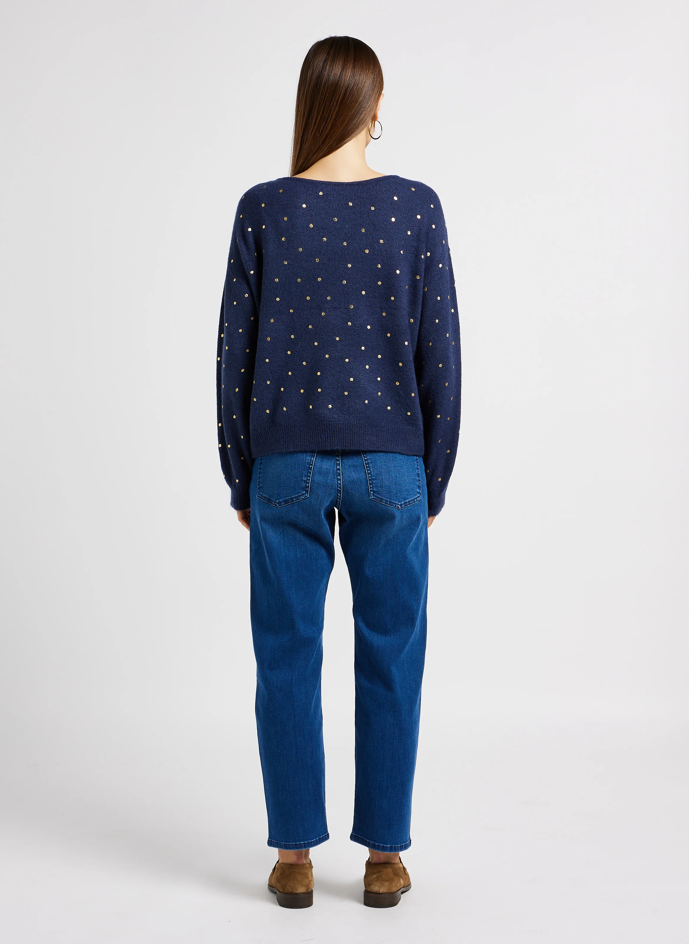 LOUANGE - Pull col bateau à pois | Bleu
