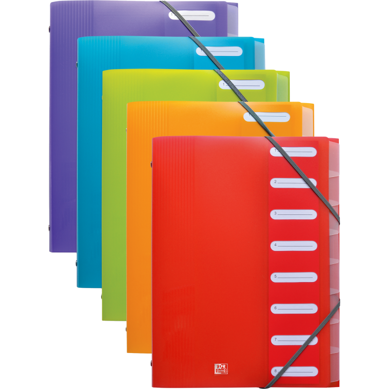 Trieur Oxford school life A4 8positions polypro translucide assorti