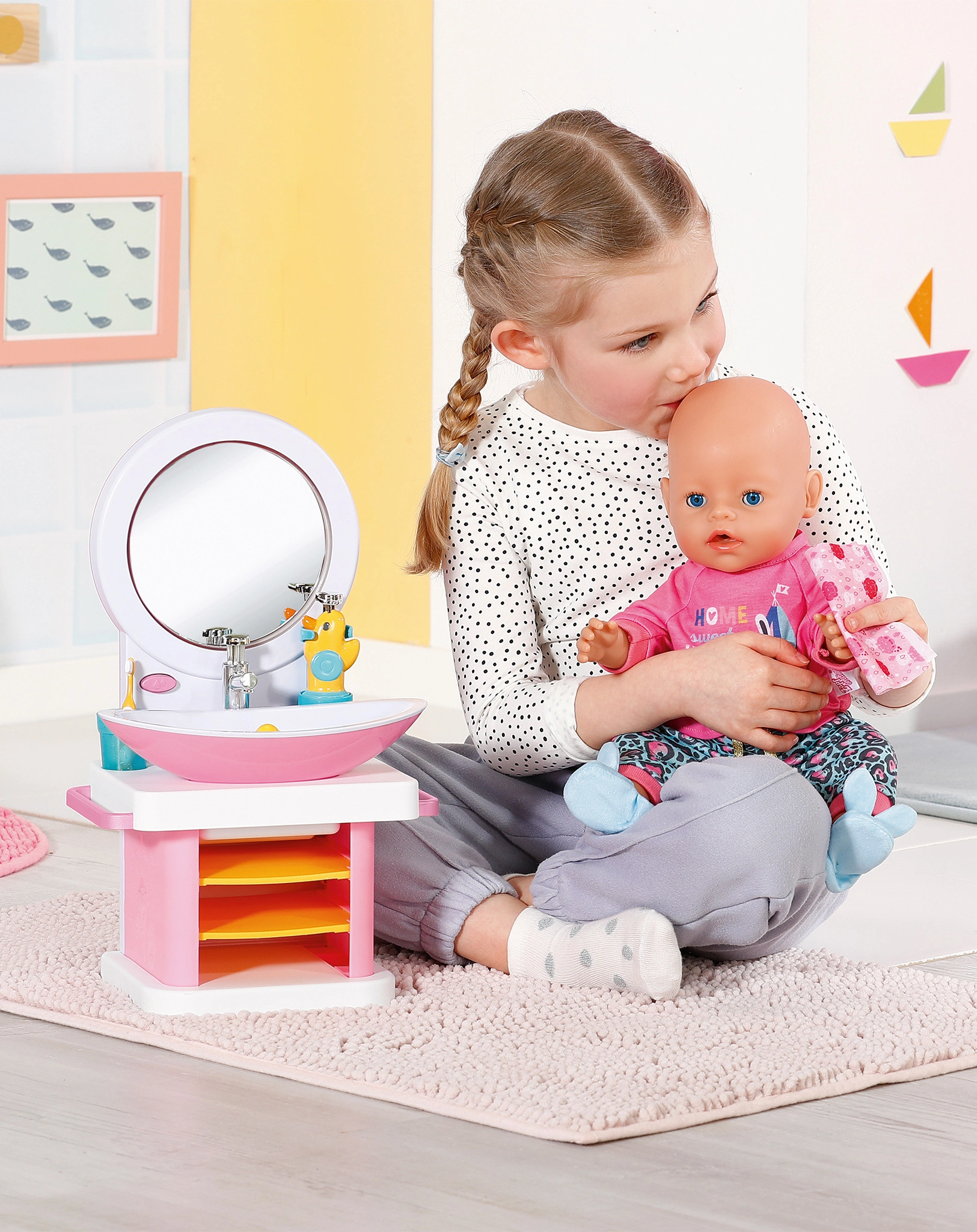 Puppen-Zubehör BABY born® - WASCHTISCH in weiß/rosa