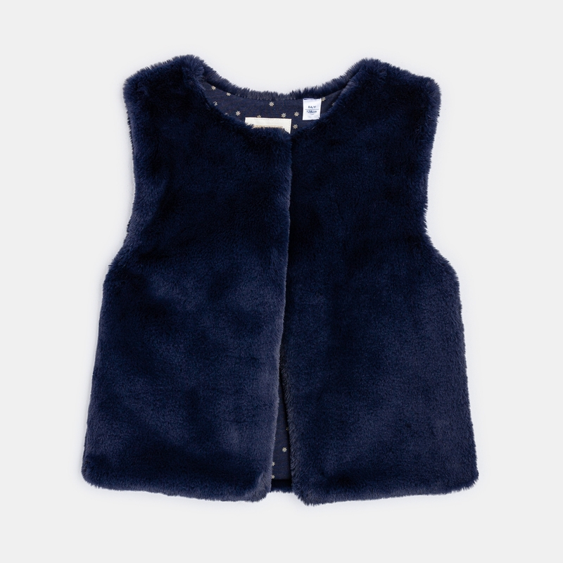 Boléro en fausse fourrure bleu fille