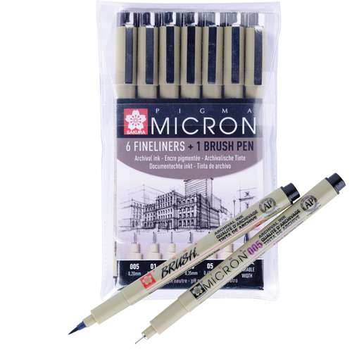 SAKURA® PIGMA MICRON™ 6 Fineliner   Brush pen