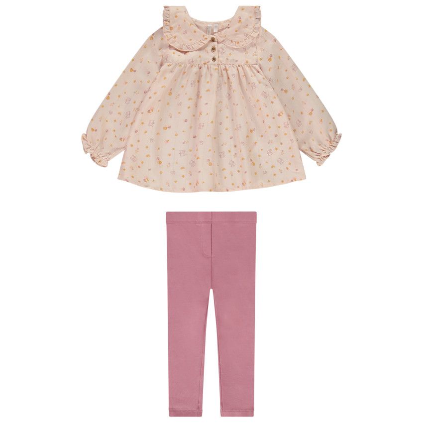 Ensemble 2 pièces imprimé fantaisie pour bébé fille - Rose