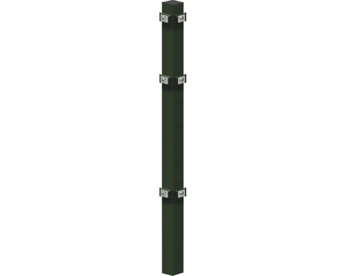 Hoekpaal voor inbetonneren, 6 x 6/120 cm, voor 63 cm schutting, RAL 6005 mosgroen