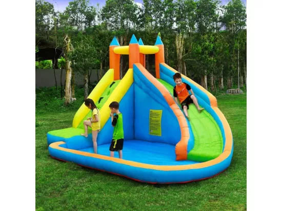 Château Aquatique Gonflable pour enfants 4m - Aire de jeux avec Escalade, Tobbogan et Piscine - Aqua Park