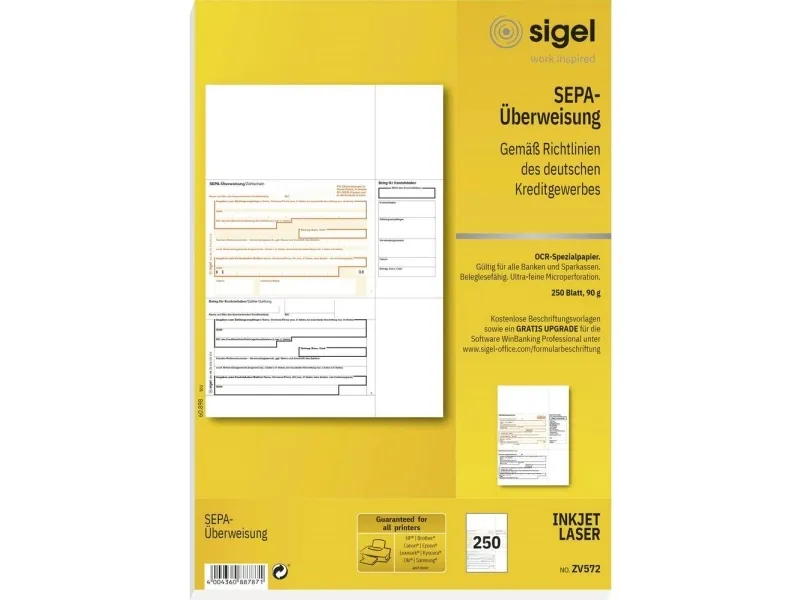 Sigel ZV572, 250 ark, A4, 90 g/m², Hvid