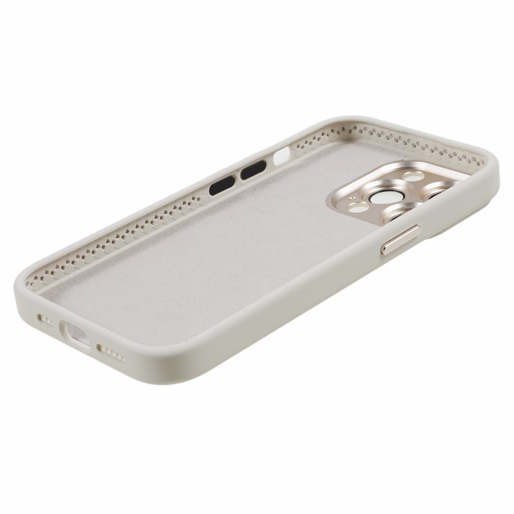 iPhone 15 Pro Max Silikon Hardcase Hülle mit Alu Kamerarahmen - Weiss