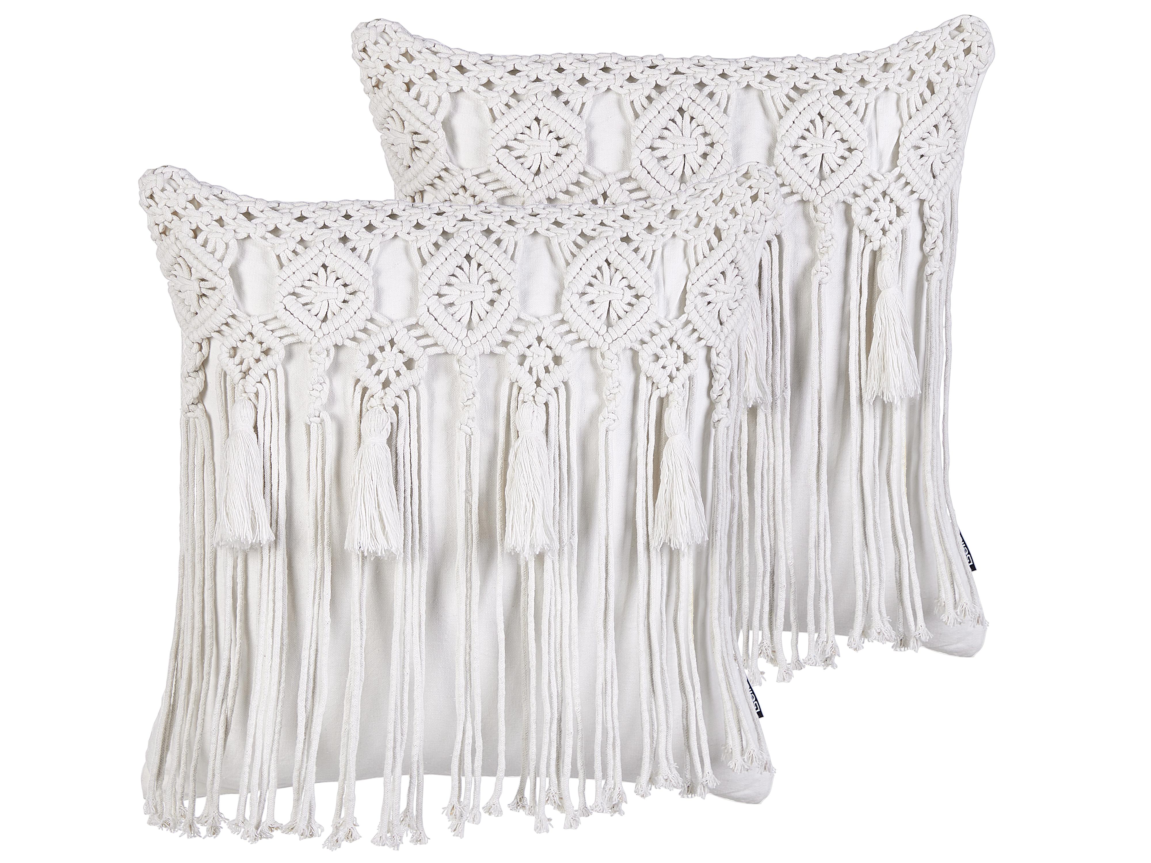 Set van 2 sierkussens BAMIAN Katoen 45 x 45 cm Gebroken wit geometrisch patroon