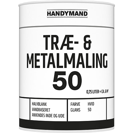 Træ- og metalmaling 50 0,75 liter - hvid