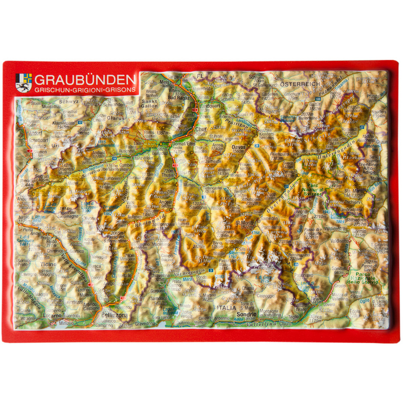 Georelief 3D Reliefpostkarte Graubünden