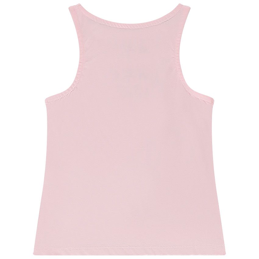 Débardeur en jersey print et sequins pour fille - Rose
