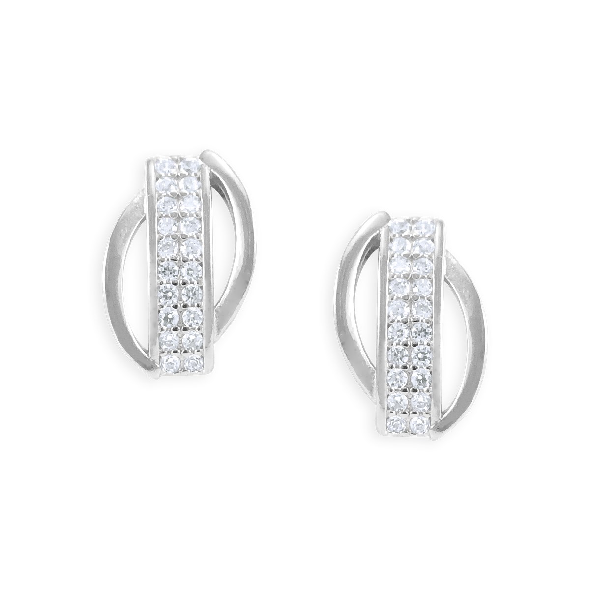 Boucles d'oreilles en argent 925 rhodié avec oxydes de zirconium