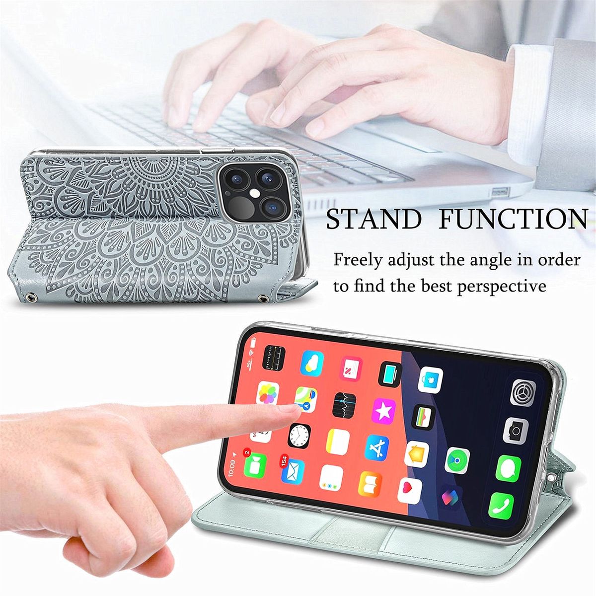 Hülle Handy Schutz für Apple iPhone 13 Pro Max Case Cover Tasche Etuis Grau Neu