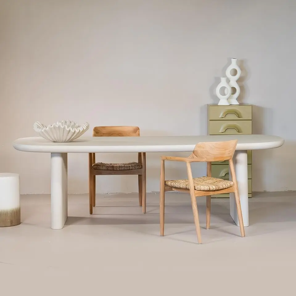 Eettafel Deens Ovaal 240cm - Beige Betonlook - Maya