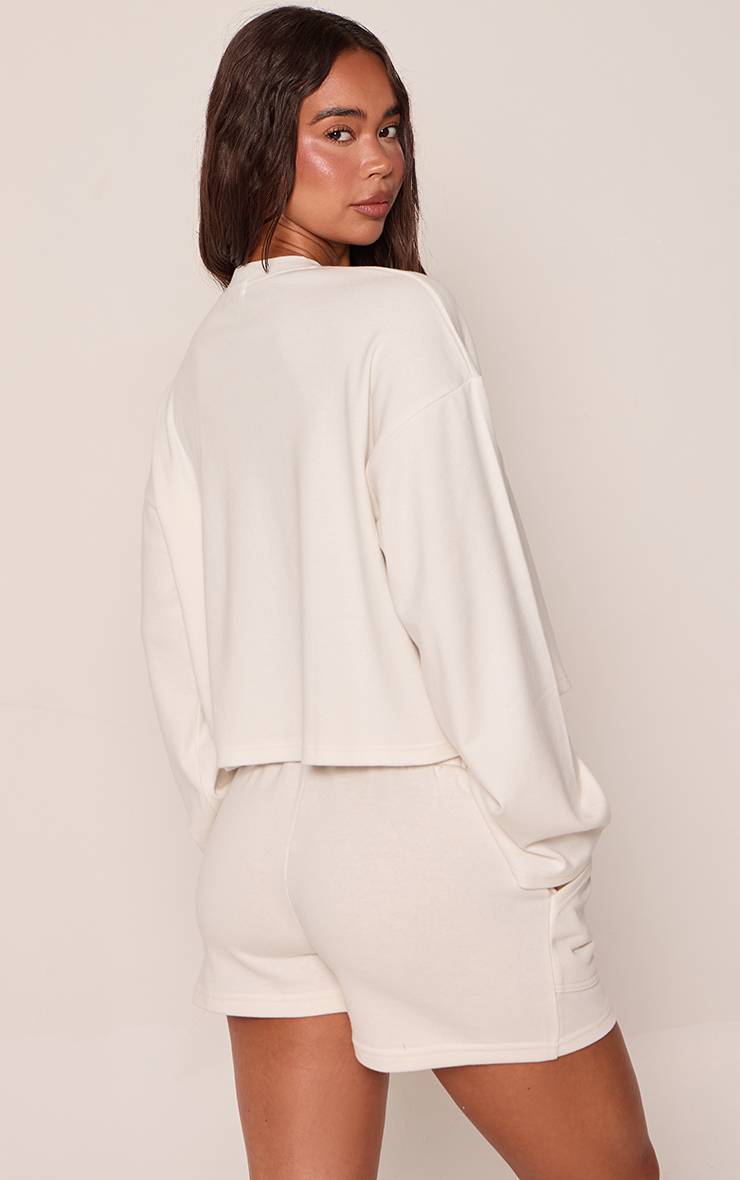 Crème Short Léger En Molleton Bouclette