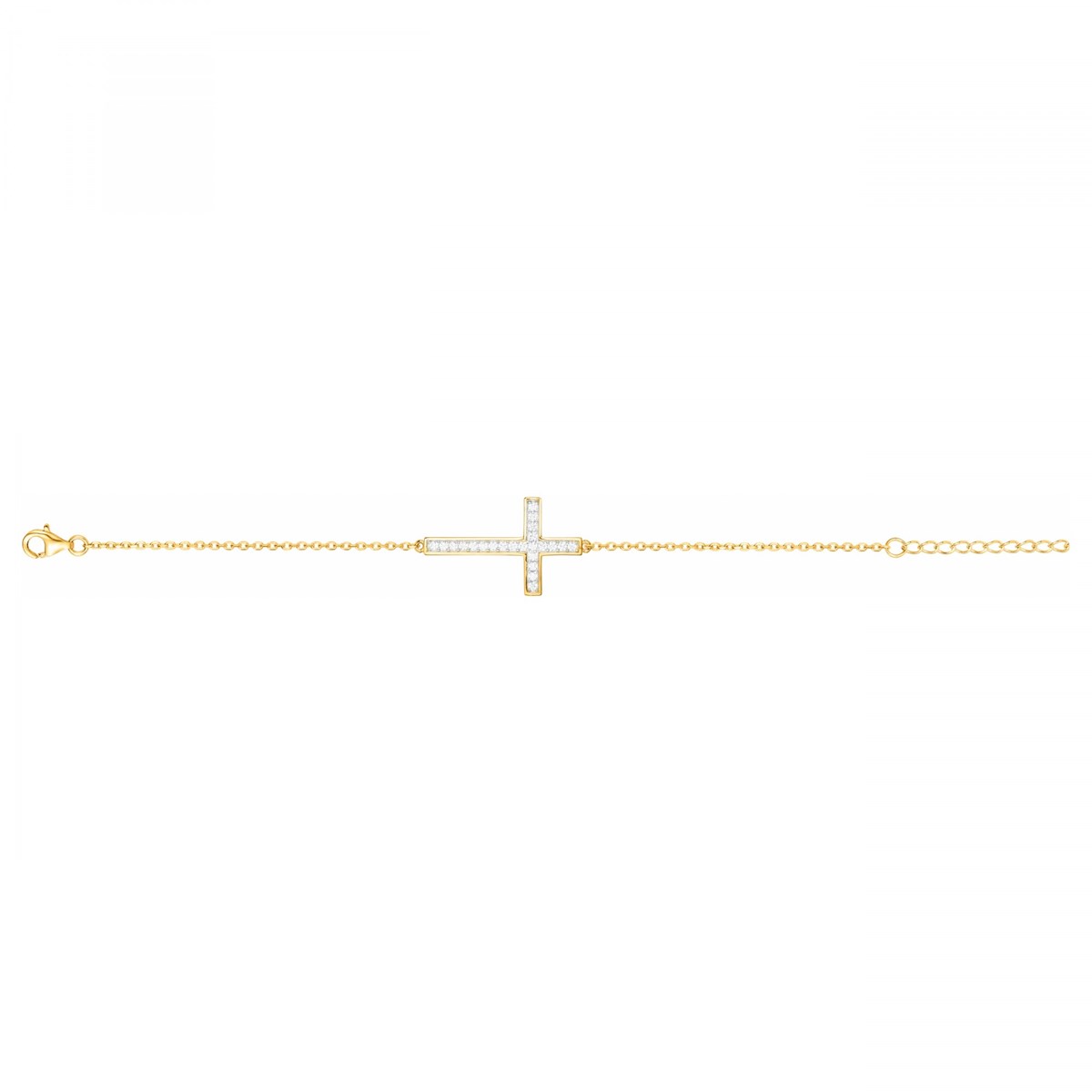 Bracelet souple en Plaqué Or avec oxyde de zirconium blanc