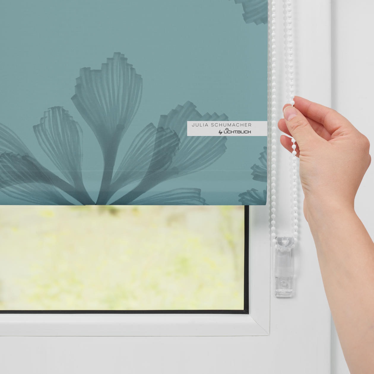 LICHTBLICK ORIGINAL Seitenzugrollo »Rollo Klemmfix, ohne Bohren, Verdunkelung, Aqua Floral - Blau« verdunkelnd Verdunkelung | energiesparend freihängend