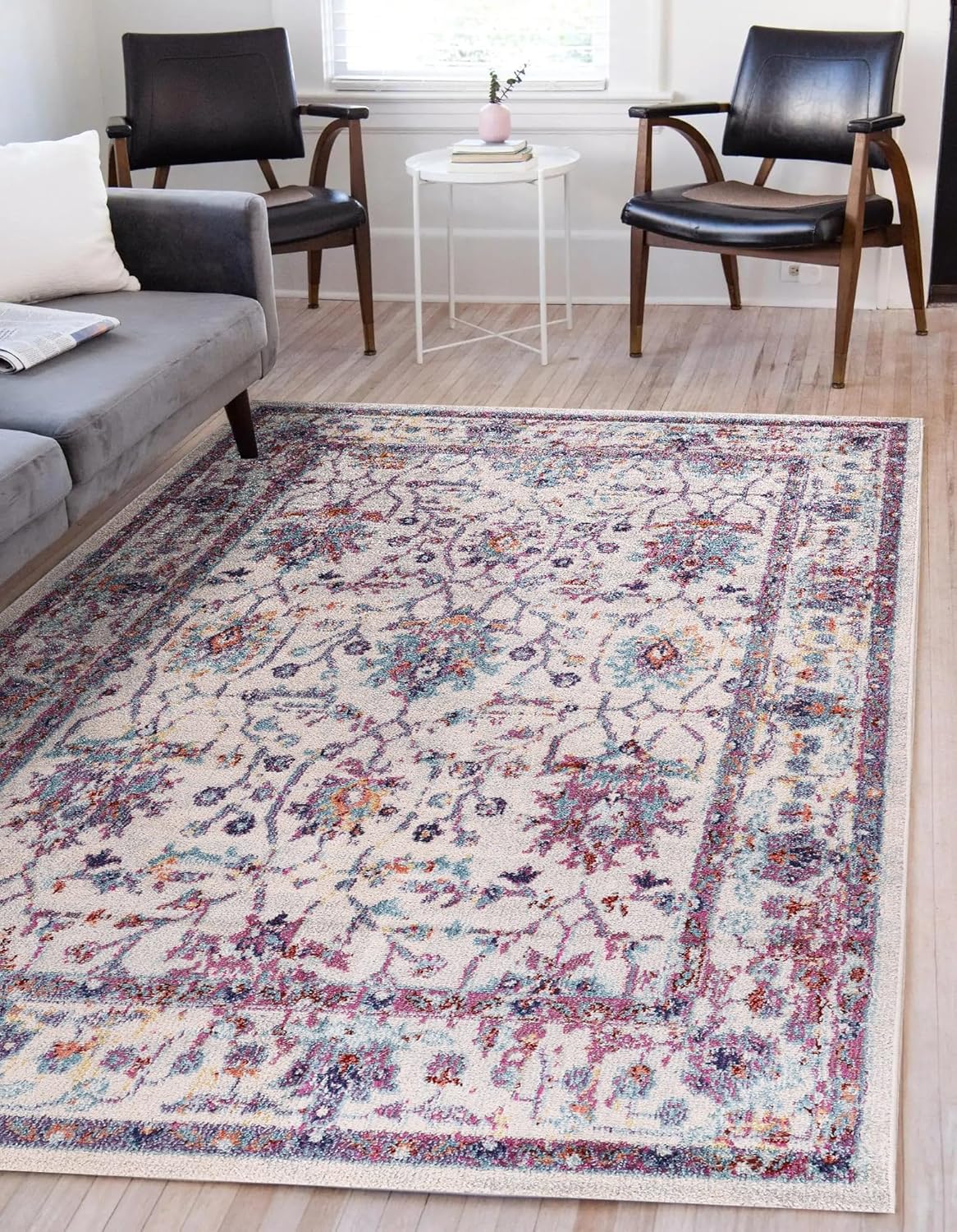 Wilton Vintage-Teppich für Wohnzimmer, weicher und strapazierfähiger Teppich, Kinder- und haustierfreundlich, gewebt, klassisches Medaillon-Design im Used-Look für Schlafzimmer, Flur und