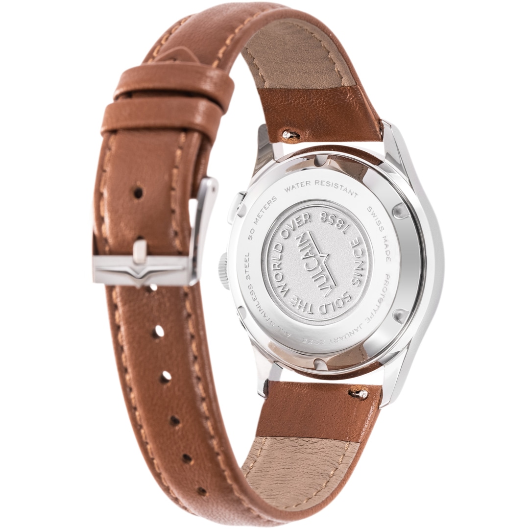 Vulcain Cricket Classique 36mm Brown Khaki Steel Caseback