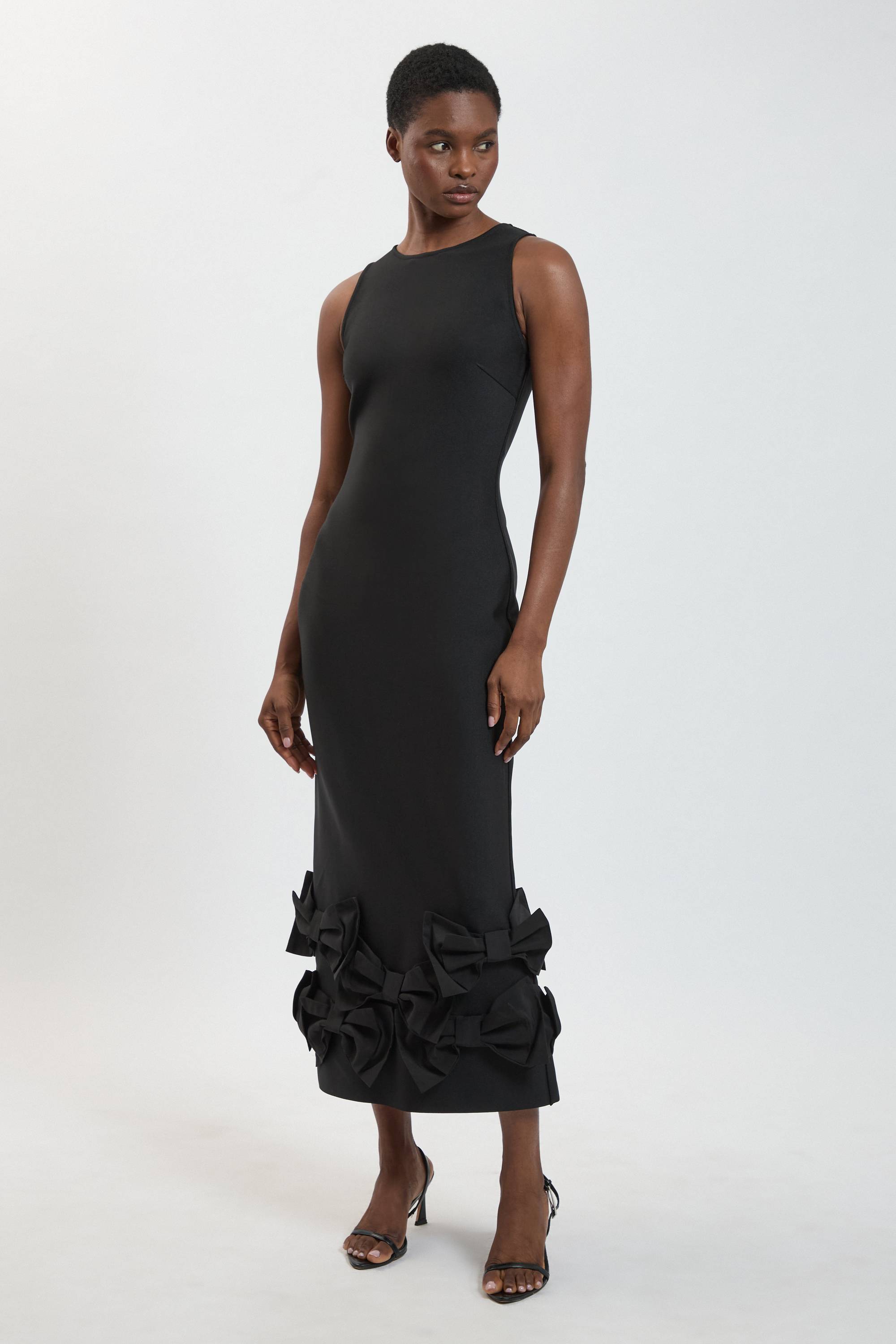 KarenMillen Robe Midi Moulante En Maille Avec Nœuds En Taffetas