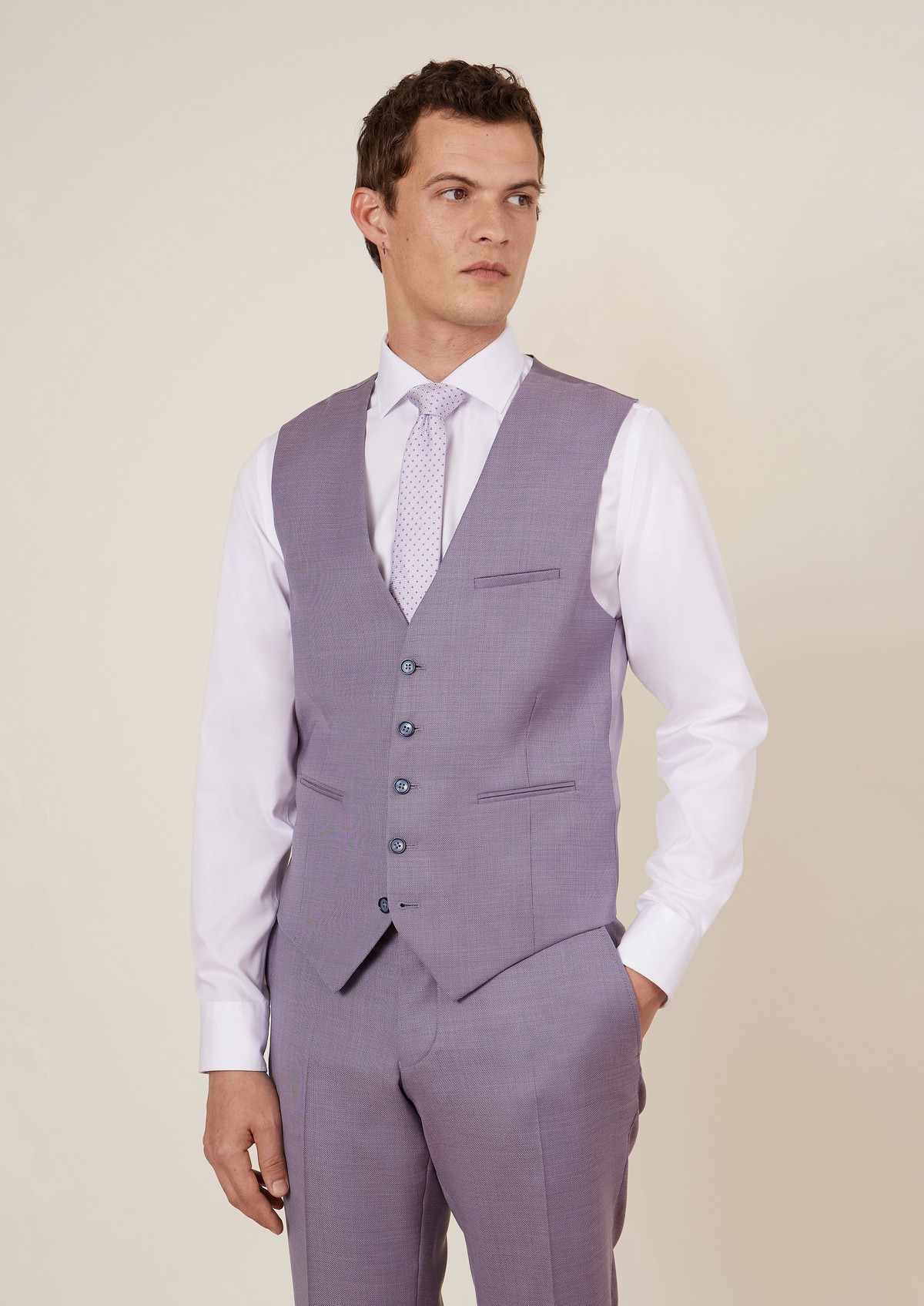 Gilet de costume en laine unie violine