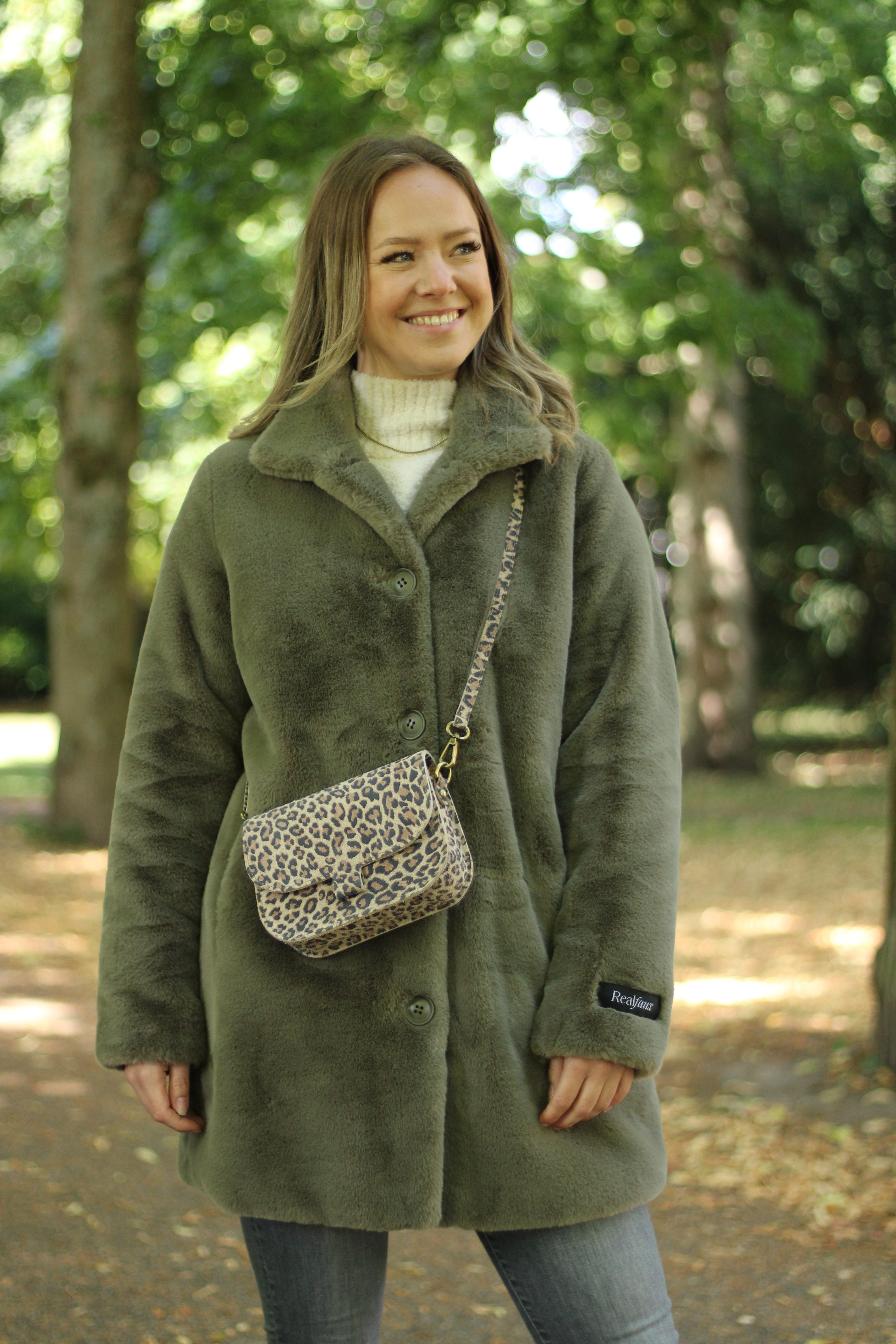 Rino & Pelle - Nonna Single Breasted Fake Fur Coat - Green Ash