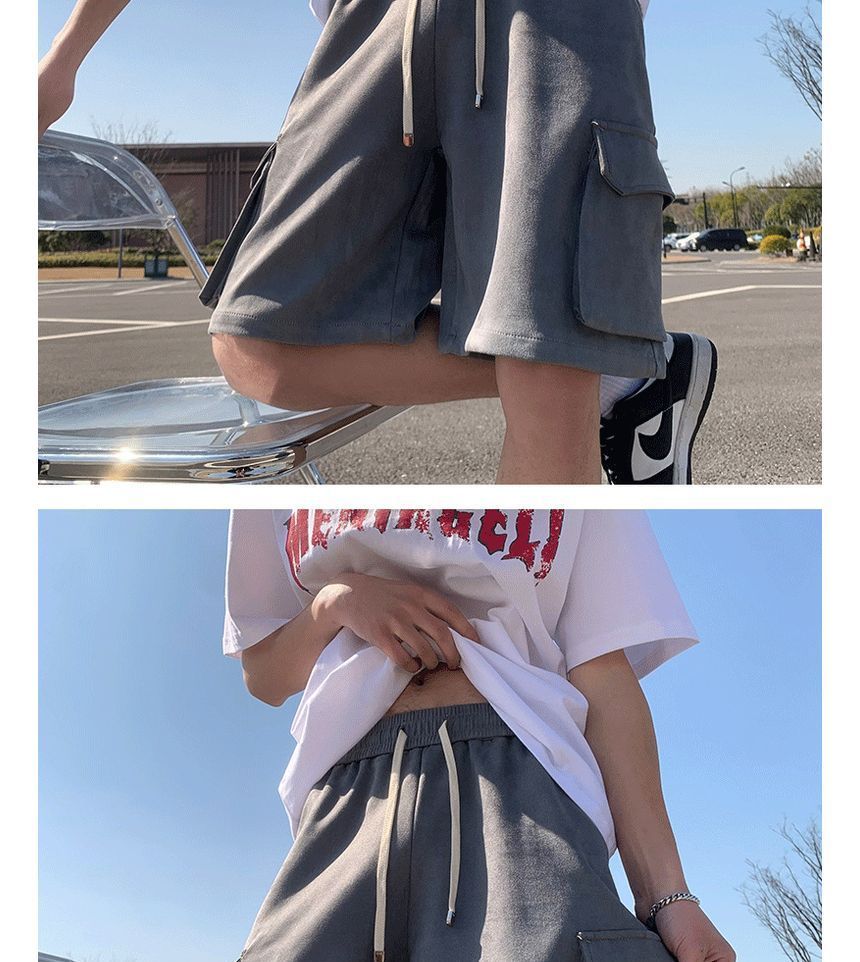 DuckleBeam - Effen cargoshorts met trekkoord in de taille