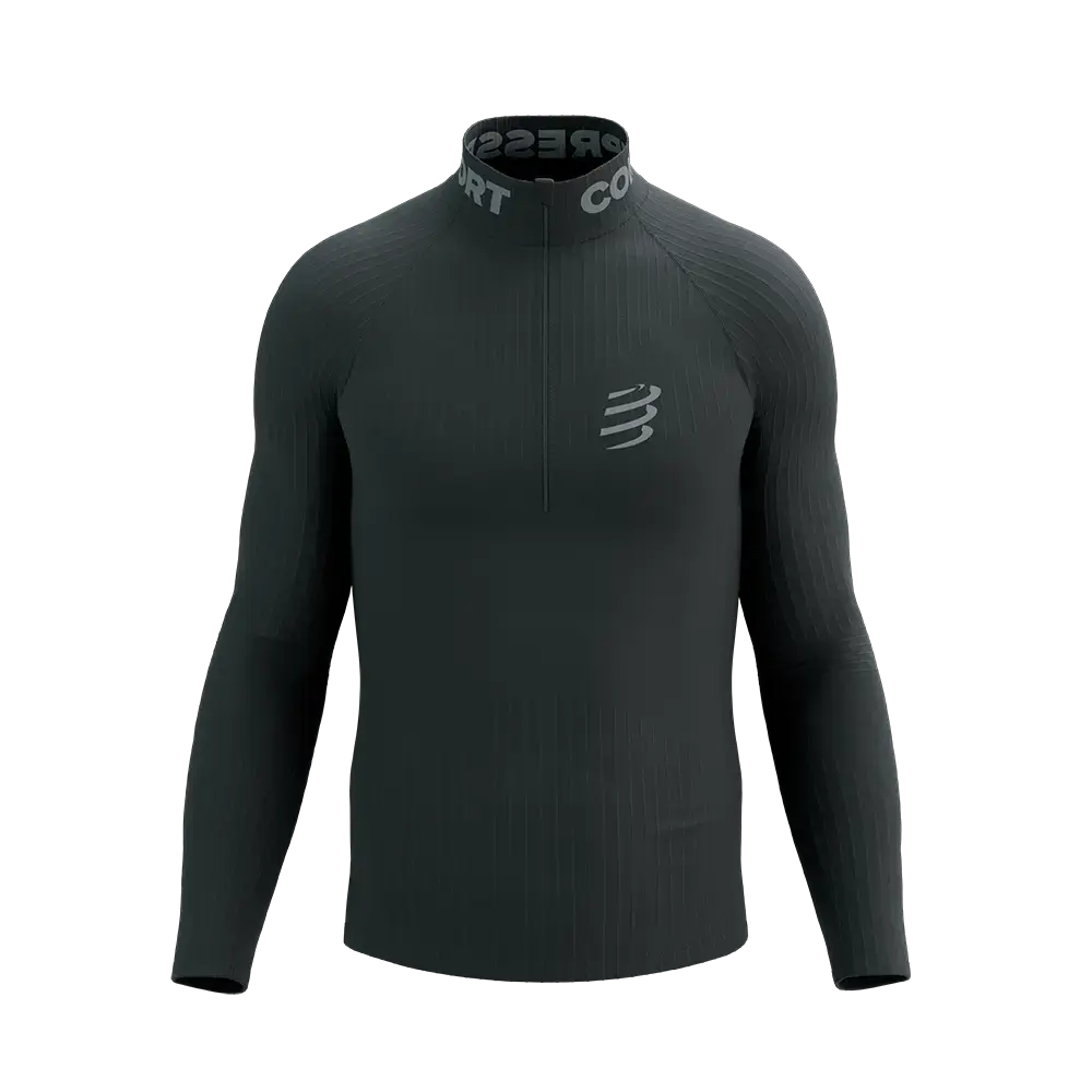 Compressport 3D Thermo Half Zip Thermoshirt Lange Mouwen Zwart