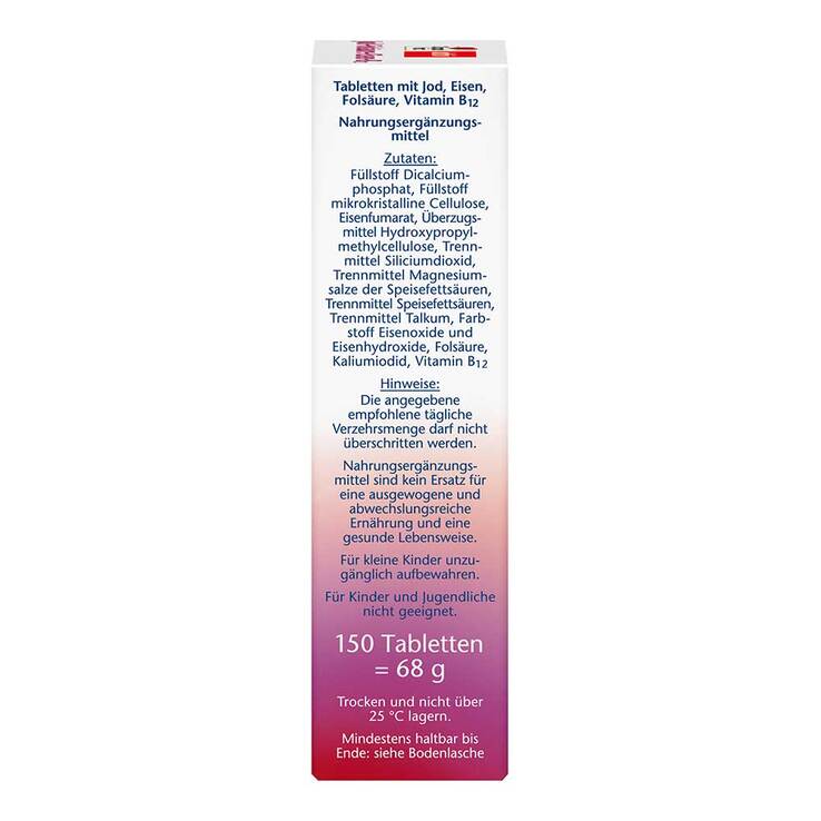 Doppelherz Jod + Folsäure + Eisen + B12 Tabletten, 150 St
