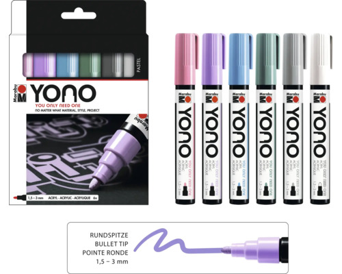 Marabu Yono Markeerset Pastel, 6 x 1,5-3 mm