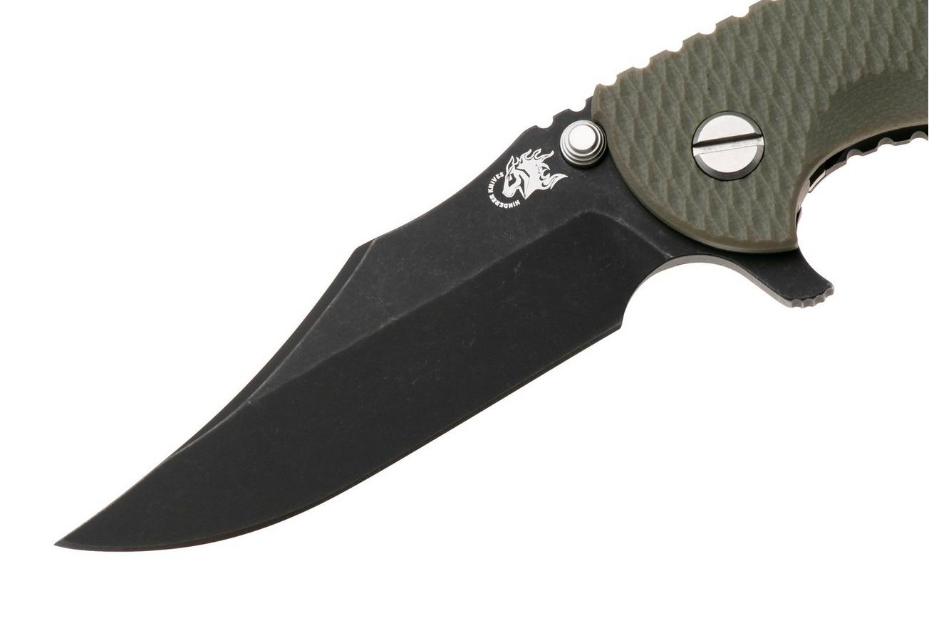 Rick Hinderer XM-18 3.5, Battle Black CPM MagnaCut Bowie, OD Green G10 zakmes