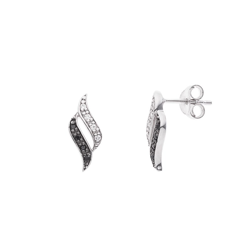 Boucles d'Oreilles FLEURS - Blancs/noirs - Argent 925