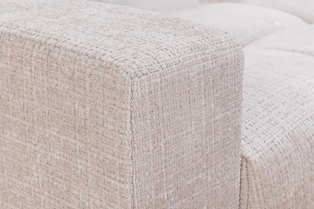 Modernes Ecksofa KENT 220cm champagner beige Chenille Cremona Federkern Wohnlandschaft mit Hocker