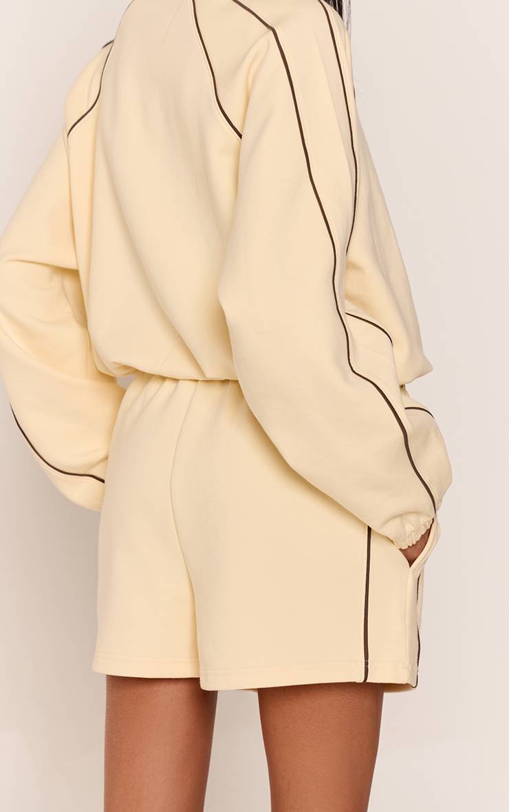 Butter Cream Short De Jogging En Jersey Interlock Avec Passepoil Décoratif Buttercream