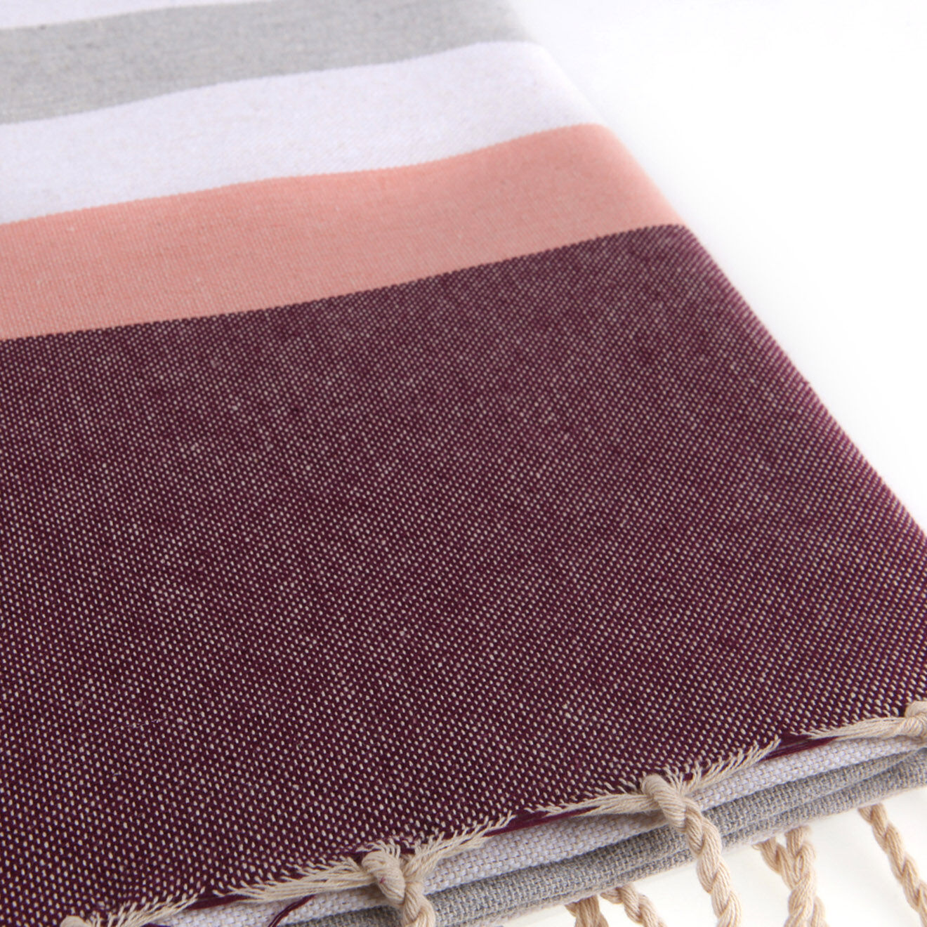 Febronie Fouta Arcachon gris/rose/prune - 100x200 cm