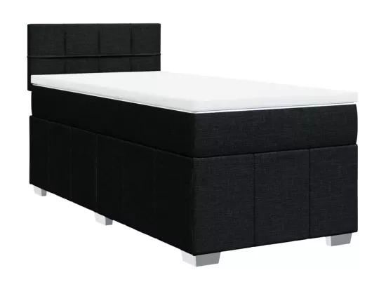 Sommier à lattes de lit avec matelas Noir 90x190 cm Tissu