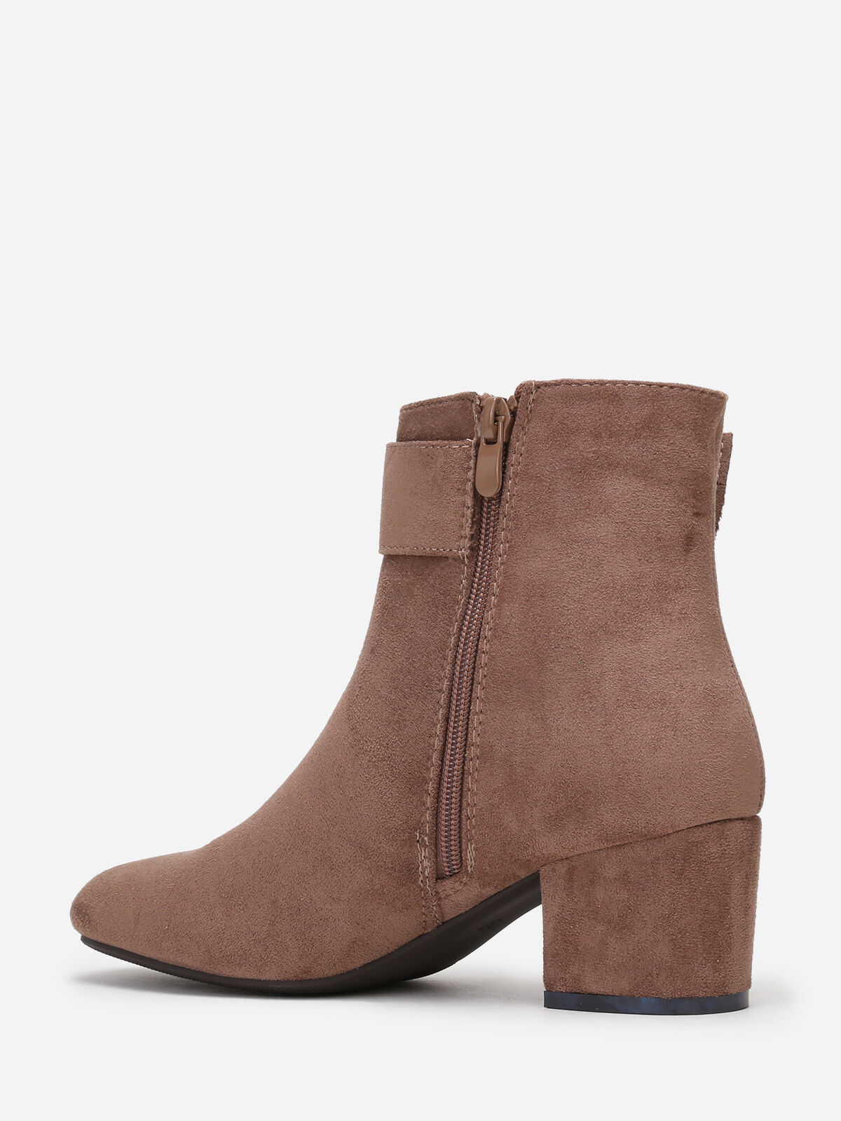 Bottines en suédine à boucle rectangle- Taupe