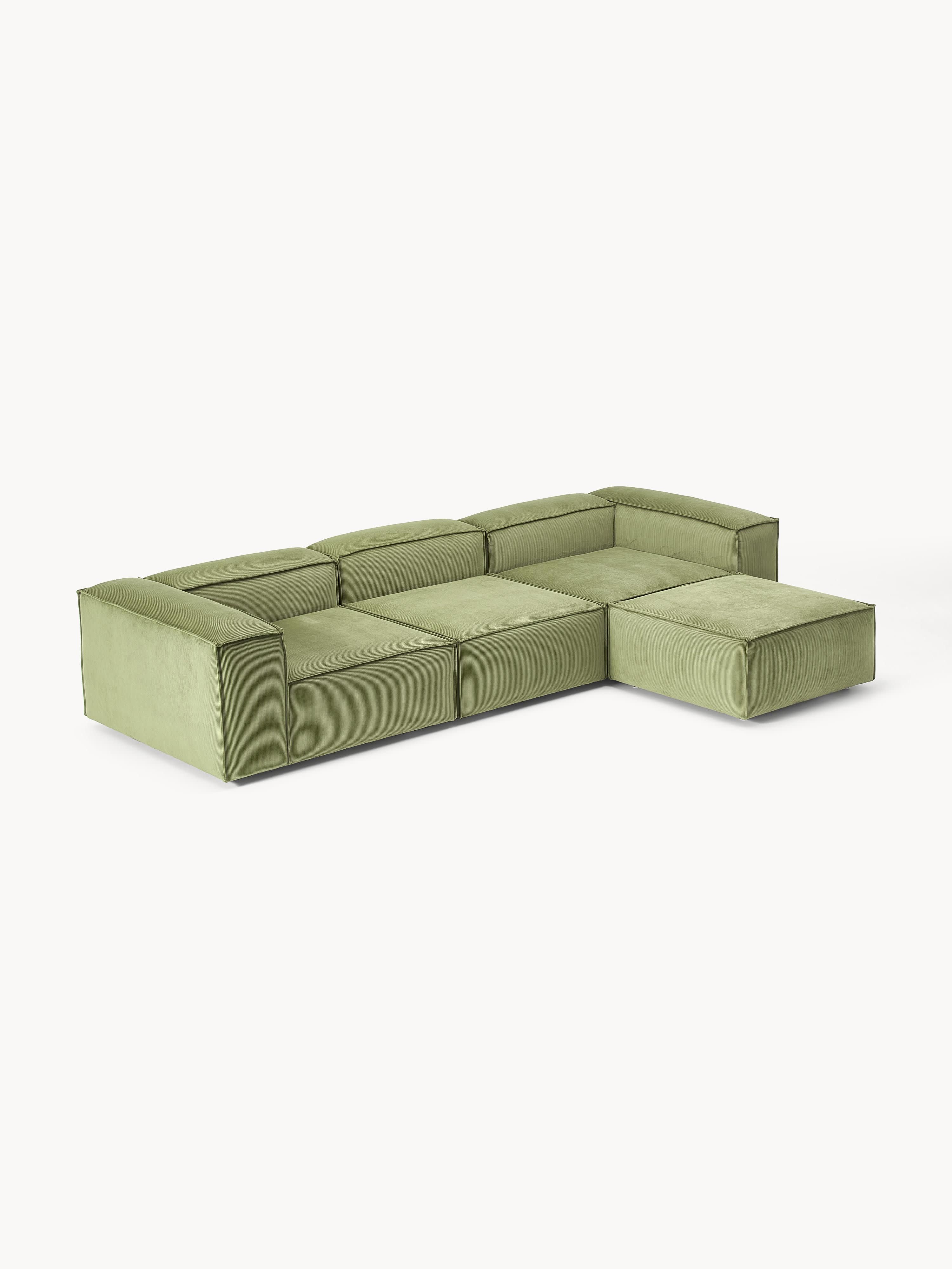 Modulaire bank Lennon (4-zits) van corduroy met poef (links/rechts)