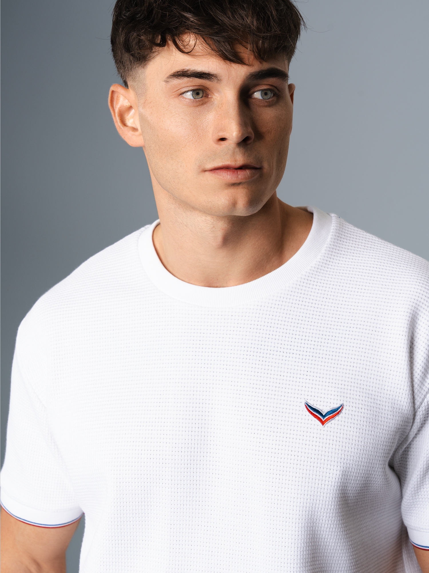 Oversized T-Shirt in Waffeloptik Weiss