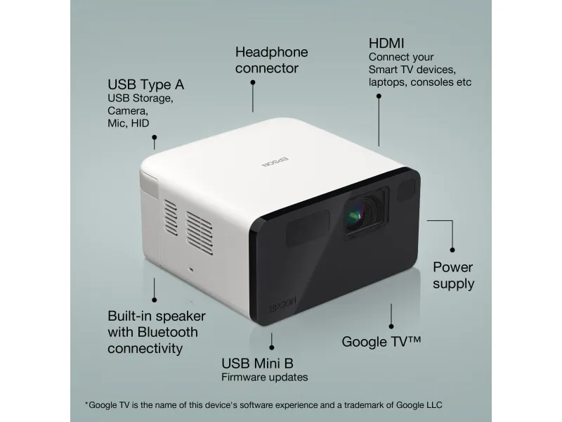 Epson EF-21W - 3LCD-projektor - bærbar - 1000 lumen (hvid) - 1000 lumen (farve) - Full HD (1920 x 1080) - 16:9 - 1080p - hvid